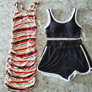 Bundle-(1) Bodycon dress & (1) 2 Piece Terry Set Black (Xs/S)